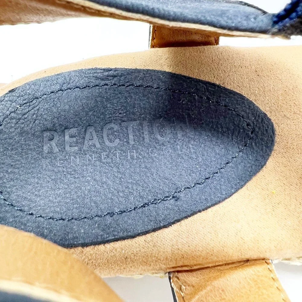 Kenneth Cole Reaction Sandals Women's 7.5 Navy Blue Suede Calm Water Platforms
